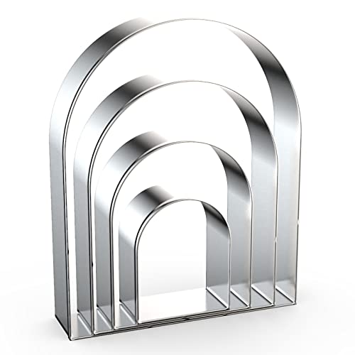 Arch Cookie Cutter Set Large - 5 Inch, 4 Inch, 3 Inch, 2 Inch - Arched Door Geometric Frame Plaque Cookie Cutters Shapes Molds - Stainless Steel - color: Arch