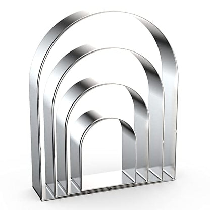 Arch Cookie Cutter Set Large - 5 Inch, 4 Inch, 3 Inch, 2 Inch - Arched Door Geometric Frame Plaque Cookie Cutters Shapes Molds - Stainless Steel - color: Arch