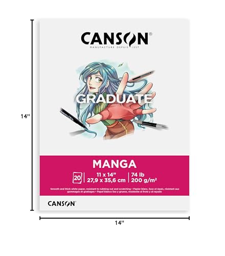 Canson Graduate Manga Pad, Foldover, 11x14 inches, 20 Sheets - Artist Paper for Illustration, Comic, Character, Cartoon