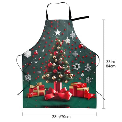 Cartoon heart sun Heavy Duty Waterproof Apron with Pockets for AdultsResistant Grilling, Gardening, Painting - color: Round Ball Christmas Tree