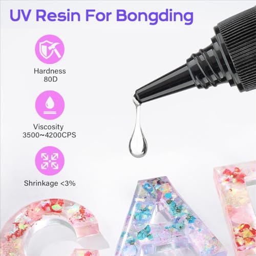 HeyClear UV Resin Kit with Light -Fast Curing, Bonding in Seconds 30g UV Glue Adhesive with Flashlight for Plastic&Glass Repair, DIY Craft Decor - size: 30g