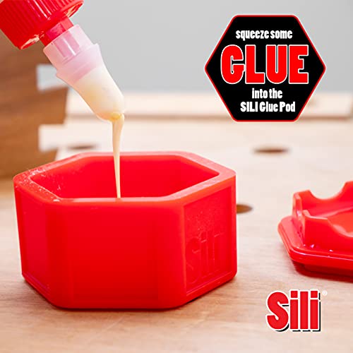 Sili Glue Brush Kit with Micro Wood Glue Applicator Brushes & Storage Pod for Woodworking, Crafts, Models - Fine, Chiseled, Flat Tapered Tips
