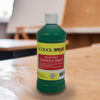 School Smart Washable Tempera Paint, Green, 1 Pint Bottle - color: green