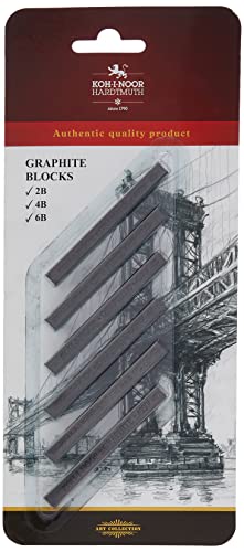 KOH-I-Noor FA4390 Gioconda Artist Graphite Blocks, 6-Pack - size: 6 Pack, style: Assorted