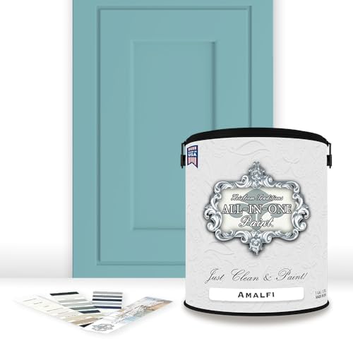 ALL-IN-ONE Paint by Heirloom Traditions, Amalfi (Agua Blue), Gallon - Durable cabinet and furniture paint. Built in primer and top coat, no sanding needed. Includes our 30 featured color card. - color: Amalfi, size: 128 Fl Oz (Pack of 1)