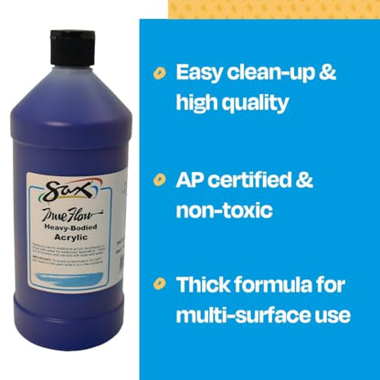 Sax Heavy Body Acrylic Paint for School and Arts and Crafts Use, Phthalo Blue, 1 Quart - color: Phthalo Blue, size: 32 Fl Oz (Pack of 1)