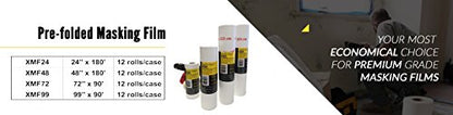 Reli. Masking Film, 12 Rolls Bulk (180' Foot x 24" Inch) - Masking Plastic Film for Painting, Automotive | Pre-Folded Plastic in Bulk