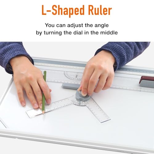 Japard A3 Drafting Board Portable Drawing Board Metric Multi-Function Portable Table with Ruler, Angle Adjustable Measuring System Art Christmas Gift