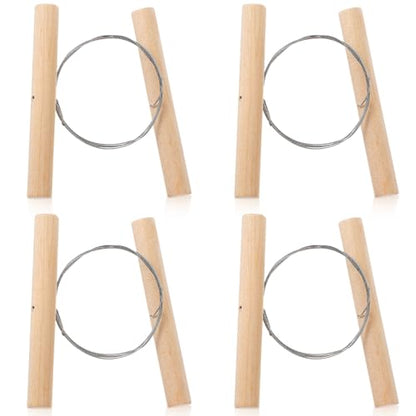 4 Pcs Clay Cutters, Pottery Wire Tools Wire Cheese Cutter Clay Tools Pottery Trimming Tool Clays Accessories for Ceramics Tool Earthenware Clays Sculpting Plasticine Dough Mud Line (Wood Color)