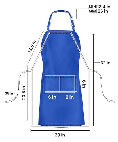 Utopia Kitchen 10 Pack Bib Apron Adjustable with 2 Pockets, Water and Oil Resistant, Cooking Kitchen Chef Apron for Women Men - color: Blue