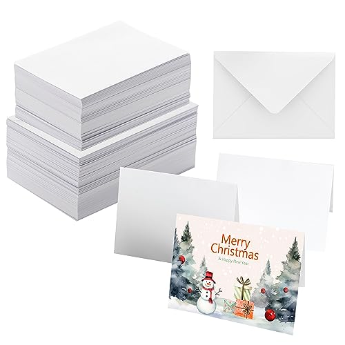 ANSSDO 50 Packs Blank Watercolor Cards with Envelopes Set 4x6 Inch | 300GSM/140lb Heavyweight 100% Cotton Watercolor Greeting Cards and Envelopes to Paint for Cards Making - size: 4" x 6"