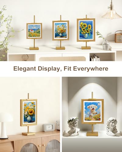 Adjustable Tabletop Easel Stand, Gold Picture Easels for Display Up to 17" H, Metal Picture Frame Holder Stand Table for Art, Photo (4 Pack) - color: Gold 4Pack