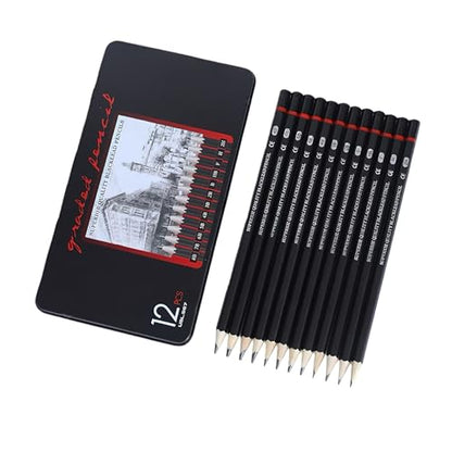 YYMIYU 12pcs Sketch Pencil Set 8B, 7B, 6B, 5B, 4B, 3B, 2B, B, HB, F, H, 2H, Ideal For Drawing Art, Sketching, Shading, Artist Pencils For Beginners & Pro Art - style: 12 Drawing Pencils Set