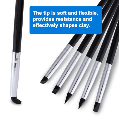 SmallCat 10pcs Silicone Paint Brushes, Flexible Clay Carving Tools, Professional Sculpting Tools for Handicraft Pottery Artwork Shaping Carving DIY- Black - color: Black, 10 Pcs