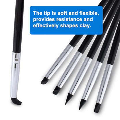 SmallCat 10pcs Silicone Paint Brushes, Flexible Clay Carving Tools, Professional Sculpting Tools for Handicraft Pottery Artwork Shaping Carving DIY- Black - color: Black, 10 Pcs