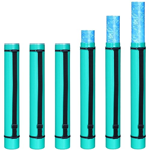 Ireer 6 Pcs Expandable Poster Tube with Strap for Documents Artwork Container Poster Transport Map Holder Tube Blueprint Storage Carrying Case for Architect Teacher Student 24.5'' to 40''(Green) - color: Green