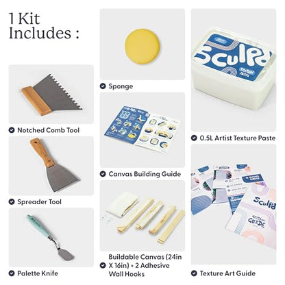 Sculpd Textured Canvas Kit - Complete Art Set with Texture Paste, Canvas, Palette Knife, Wall Hooks, Crafting Tools, Videos & Beginner Guide - DIY Arts & Crafts Gift for Adults, Teens, Men & Women - color: Textured, size: Large