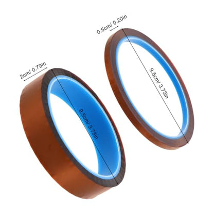 2pcs Polyimide Tape 5mm X 35m Heat Resistant Adhesive Tape Strong Self-Adhesive and No Residue for Sublimation Masking and 3D Printing Applications