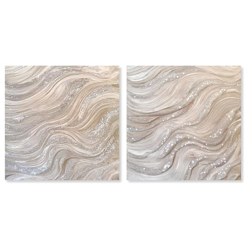 Art Remedy Silver Waves Set Canvas Set of 2 Earth Tone Abstract, Gallery Wrapped, 20 x 20 - color: Gallery Wrapped, size: 20" x 20"