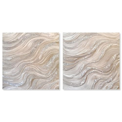 Art Remedy Silver Waves Set Canvas Set of 2 Earth Tone Abstract, Gallery Wrapped, 24 x 24 - color: Gallery Wrapped, size: 24" x 24"