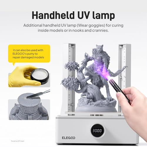ELEGOO Mercury XS Bundle, Wash and Cure Machine for Large Resin 3D Printed Models, Compatible with Saturn and Mars LCD 3D Printers, with a Handheld UV Lamp - style: Mercury XS Bundle-L