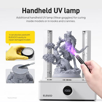 ELEGOO Mercury XS Bundle, Wash and Cure Machine for Large Resin 3D Printed Models, Compatible with Saturn and Mars LCD 3D Printers, with a Handheld UV Lamp - style: Mercury XS Bundle-L