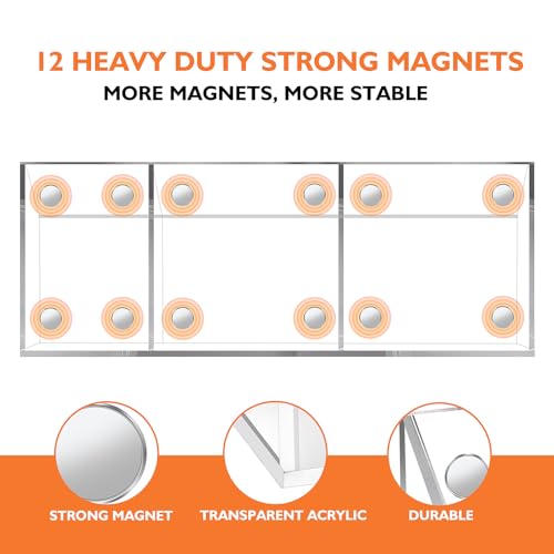 Ameceres Magnetic Pen Holder Classroom Organization Acrylic Marker Holder for Whiteboard Refrigerator Locker Accessories Pencil Dry Erase Marker Basket (3 Compartments * 1) - size: 3 Compartments * 1