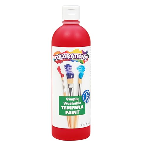 Colorations Washable Tempera Paint, 16 fl oz, Red, Non Toxic, Vibrant, Bold, Kids Paint, Craft, Hobby, Fun, Art Supplies - color: Red