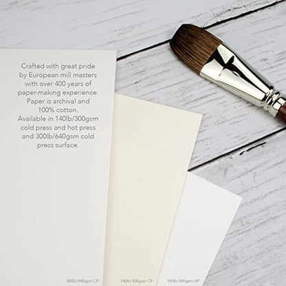 Fluid 100 Watercolor Paper, 8 x 10 Pochette, 10 Sheets, 140 lb (300 GSM) 100% Cotton Cold Press for Artist Painting and Wet Media - size: 8 x 10 (140 lb)