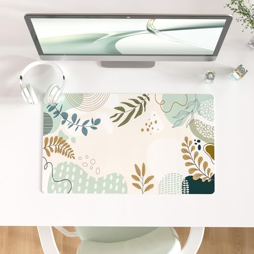 Colorful Star Minimalist Large Mouse Pad, Abstract Botanical Waterproof Desk Mat, Boho Computer Gaming Mouse Pad, XL Full Desk Mousepad Non Slip Writing Pad for School Office Home 23.6" x 13.8" - color: Abstract Leaves, size: 23.6L x 13.8W inches