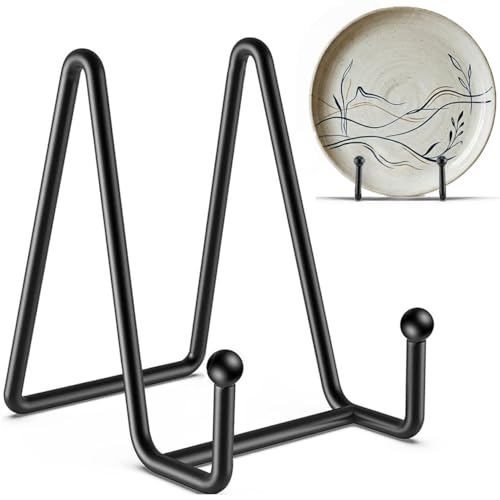 Hoewina 4.5 Inch Plate Stands for Display - Metal Frame holder stand Picture, Decorative for Book and Platter, Tabletop Art, Photo Easel (3 Packs) - size: 4.5