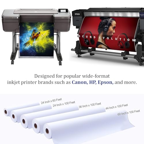 Premium Polyster Canvas Roll, Canvas Paper for Printing, Quick Dry, Wide Format Inkjet Printer Compatible, Paper Roll, Perfect for Fine Art, Photography, Giclée Printing, Archival Quality Prints - size: 36"x100' 290GSM Polyester