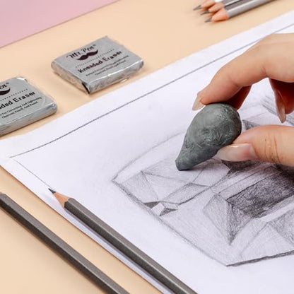 Mr. Pen- Kneaded Erasers, 1.44" x 1.36", 3 Pack, Gray | Soft Moldable Art Erasers for Charcoal, Graphite & Pastel Drawing, Precision Highlighting, Smudge Control - color: Gray, size: 3 Pack, 1.44" x 1.36"