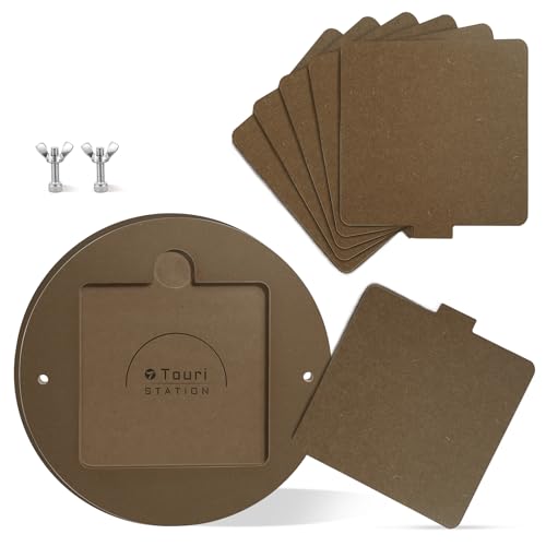 Touri Pottery Bats Set for Pottery Wheel, 1 Pack 12” Round Outer Bat & 6 Pack 7” Square Inner Bats Included, Ceramic Tools for Pottery, Brown