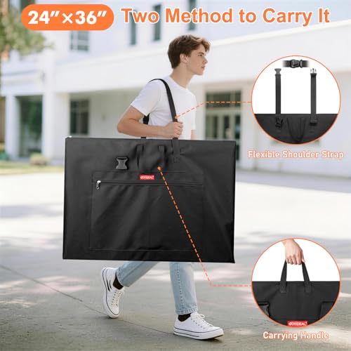 GOTIDEAL Large Art Portfolio Bag, 24x36 Inches Waterproof Art Portfolio Case with Shoulder & Handle Carry, Storage Carrying Bag for Professional Artwork Sketch Drawing Canvas Photography Poster - size: 24"x36"