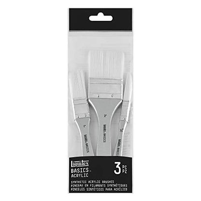 Liquitex BASICS Large Scale Brush Set, Synthetic Hair, Set of 3 - style: Synthetic Hair - Set of 3