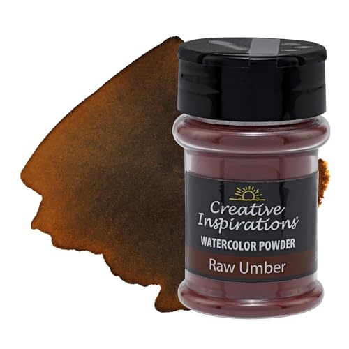 Creative Inspirations Powder Watercolor Paint - 38g Shaker Bottle, Raw Umber - Dye-Based Water-Soluble Crystalline Pigments - Non-Toxic, Perfect for Abstract and Spontaneous Effects - color: Raw Umber, style: Pack of 1