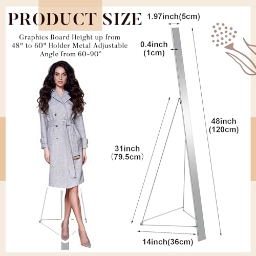 Hicarer 48 Inches Foam Poster Cardboard Easel Display Stand Heavy Duty Floor Standing Sign Adjustable Poster Board Stand Tripod Support for Outdoor Indoor Shows Restaurants Offices