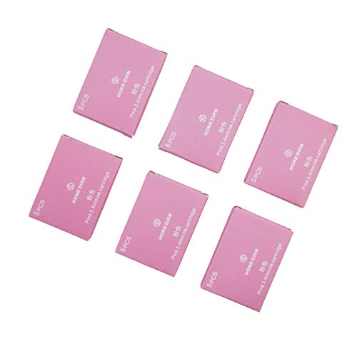 Asvine Hongdian Fountain Pen Pink Ink Cartridges, Set of 30 Refill Ink Cartridges, 3.4 mm Bore Diameter - color: Pink