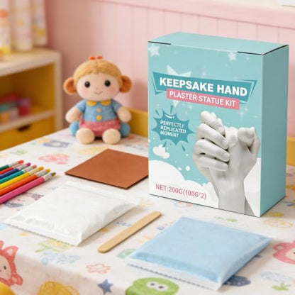 Hand Casting Kit - Plaster Powder Decor, Memory Keepsake Molding System with Casting Materials, Detailed Sculpture Making Kit, Romantic Creative Craft Project for Couples Family Parent