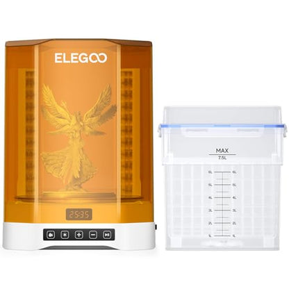ELEGOO Mercury Plus V3.0 Wash and Cure Station, 7.5 L Large Capacity, Compatible with Mars Saturn Photon Halot MSLA LCD DLP 3D Printers, Washing Size of 9.05"×5.31”×10.24“ - style: Mercury Plus V3.0-XL