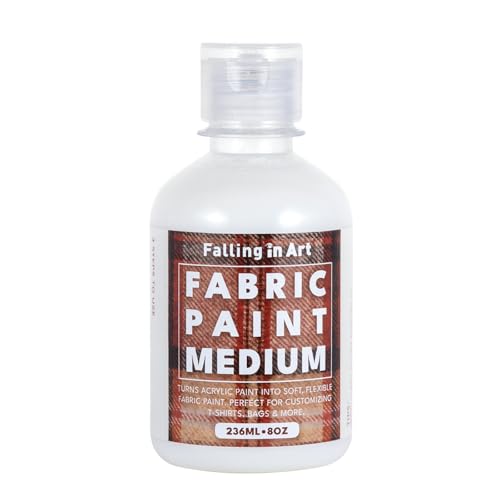 Falling in Art 8 Oz Professional Fabric Paint Medium for Fabric Painting, Acrylic Fabrics Medium for T-Shirts, Bags, and DIY Projects