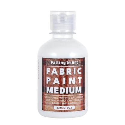 Falling in Art 8 Oz Professional Fabric Paint Medium for Fabric Painting, Acrylic Fabrics Medium for T-Shirts, Bags, and DIY Projects