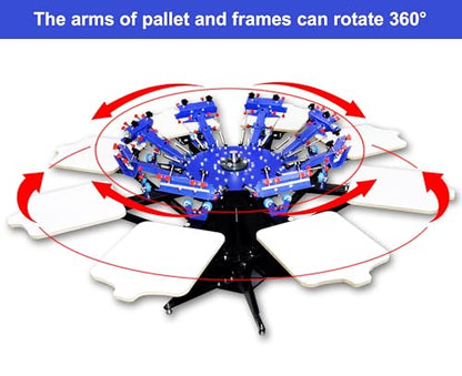 Screen Printing Kit Press 8 Color Silk Screen Printing Machine Screen Printing Press 8 Color 8 Station Double Spring T-Shirt Press DIY