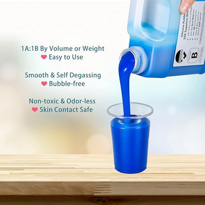 BBDINO Silicone Mold Making Kit 30A, Mold-Making Silicon Rubber 1 Gallon/10 Lbs/160 Oz Liquid Silicon for Molds Making, 1:1 by Volume, Ideal for Silicone, Resins, Soap, Concrete, Wax Molding - size: Sapphire Blue 160 Oz