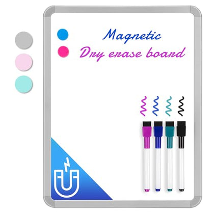 VUSIGN Small White Board Dry Erase, 14'' x 11'' Magnetic Dry Erase Board, Mini Whiteboard with Markers for Students, Fridge, Wall, Locker - color: C-sliver2 1 Pack