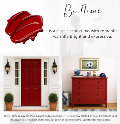ALL-IN-ONE Paint by Heirloom Traditions, Be Mine (Scarlet Red), Quart - Durable cabinet and furniture paint. Built in primer and top coat, no sanding needed. Includes our 30 featured color card. - color: Be Mine, size: 32 Fl Oz (Pack of 1)