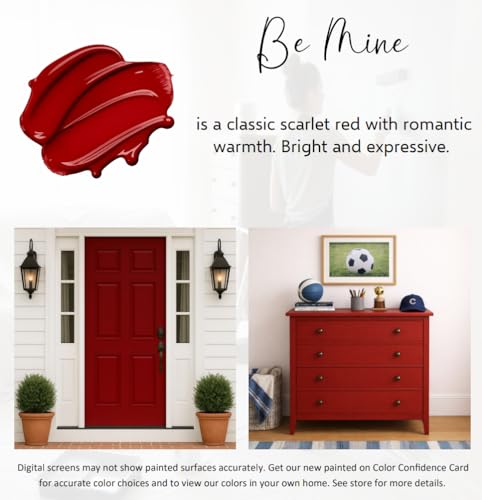 ALL-IN-ONE Paint by Heirloom Traditions, Be Mine (Scarlet Red), 8oz Sample - Durable cabinet and furniture paint. Built in primer and top coat, no sanding needed. Includes our 30 featured color card. - color: Be Mine, size: 8 Fl Oz (Pack of 1)