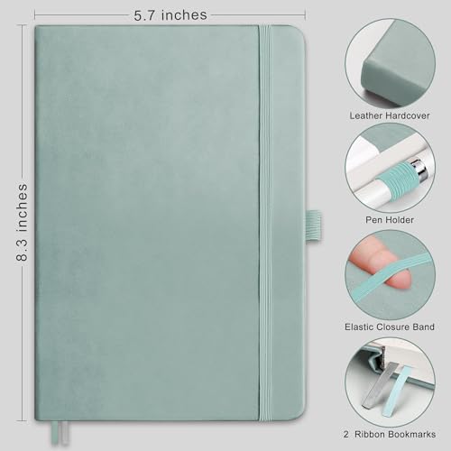 RETTACY Graph Grid Paper Notebook, 192 Pages, A5 Medium Size (5.7'' x 8.3''), 5 Squares per Inch, Leather Hardcover, 100 GSM Thick Paper, for School, Students, Math, Engineering (Blue-gray) - color: Blue-gray, style: Grid