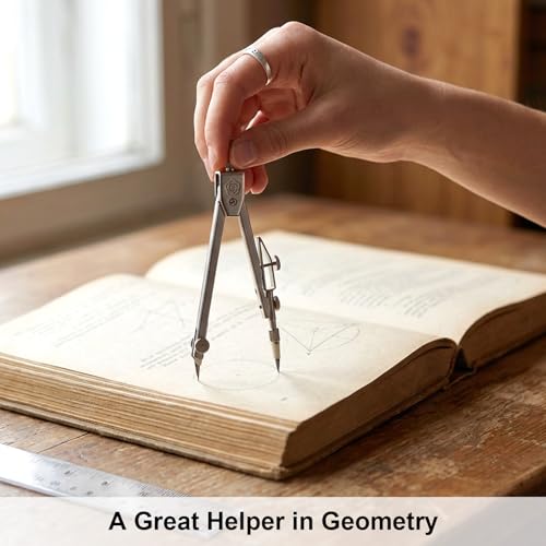 Student Geometry Math Set, 12 Inch/30cm Clear Plastic Ruler, 6 Inch Clear Protractor, Drawing Compass, Ruler Protractor and Compasses Set for School, Office, Classroom, Math Drawing, Drafting, Art